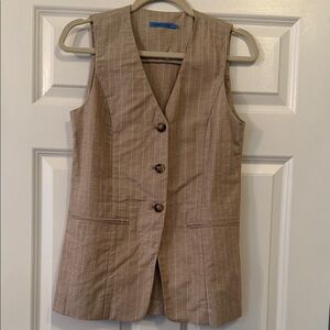 Lane Bryant Taupe Pinstripe Sleeveless Button Vest